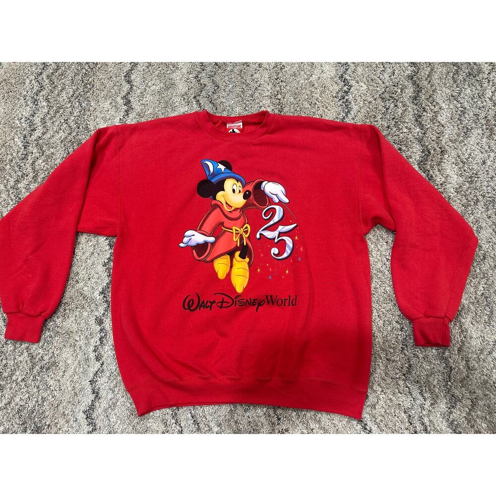 Vintage Mickey Inc. Walt Disney World 25th Anniversary Red Sweater Size XXL